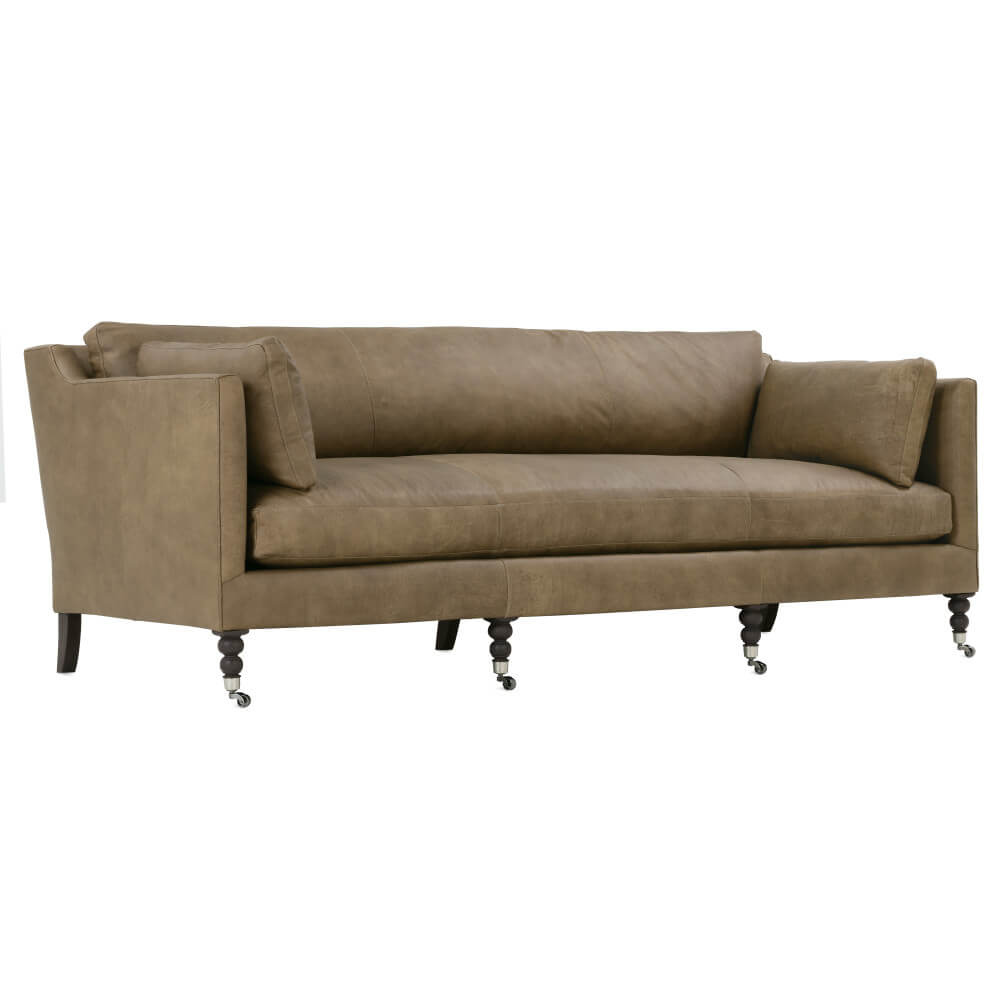 Madeline Leather Sofa in Athena Mushroom