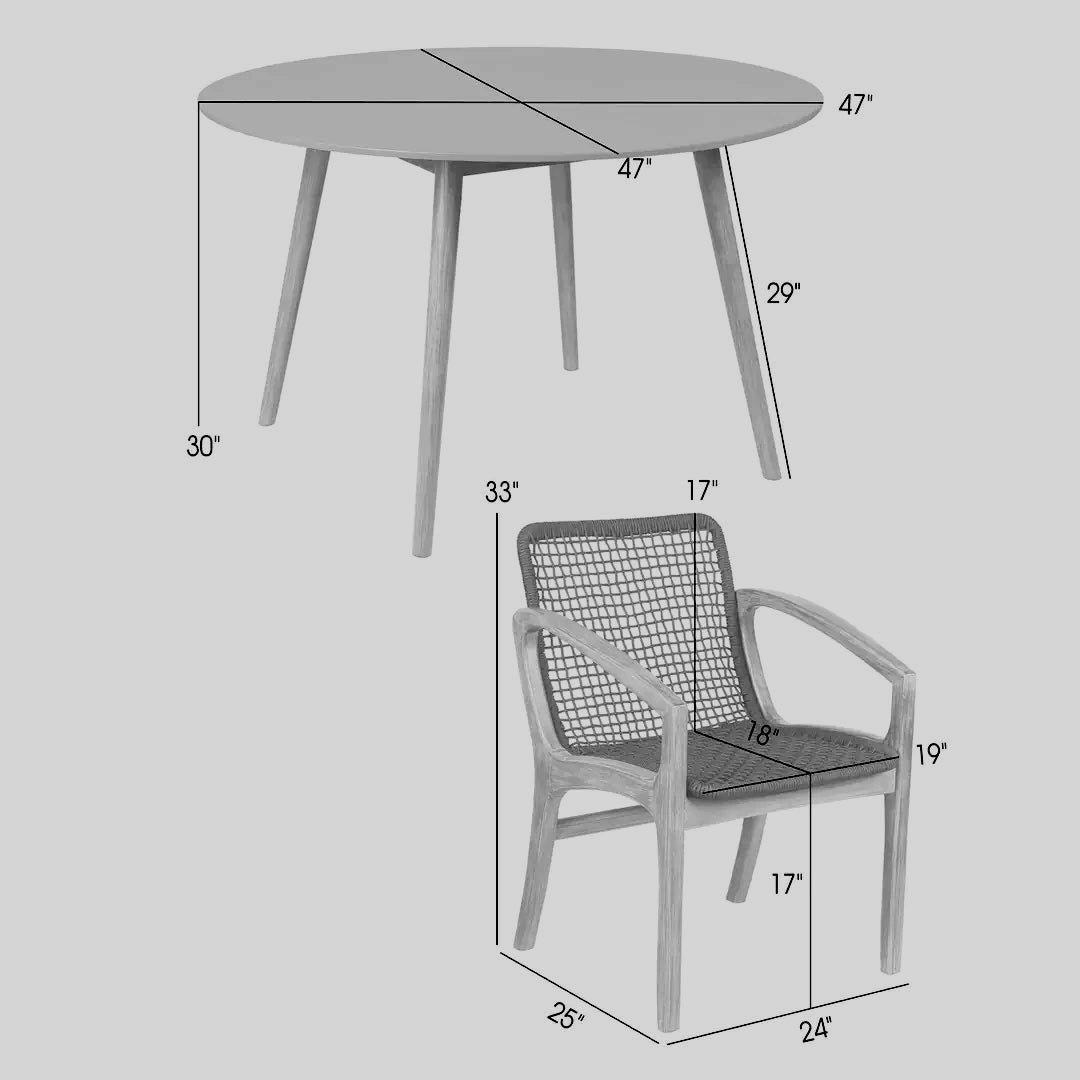 Oasis & Beckham Outdoor Dining Set in Light Eucolyptus