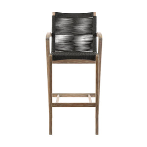 Brielle Outdoor Barstool in  Light Eucalyptus Wood and Charcoal Rope