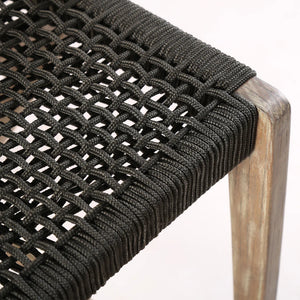 Brielle Outdoor Barstool in  Light Eucalyptus Wood and Charcoal Rope