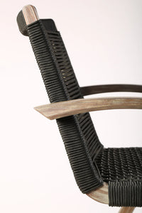 Brielle Outdoor Barstool in  Light Eucalyptus Wood and Charcoal Rope