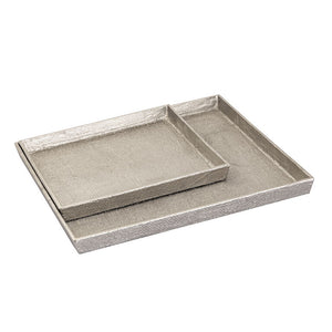 Square Linen Texture Tray - Set of 2 Nickel