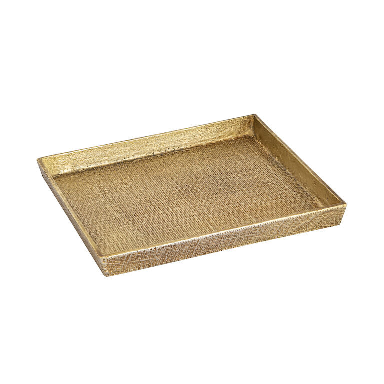 Square Linen Texture Tray - Set of 2 Brass