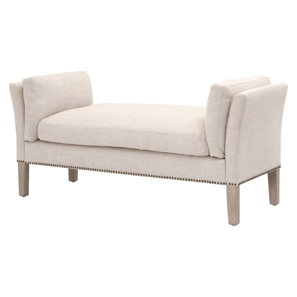 Warner Bench in  Bisque French Linen, Natural Gray Ash