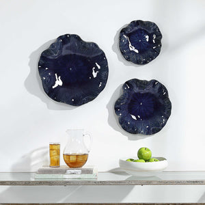 Abella Ceramic Wall Decor, Cobalt, Set of 3