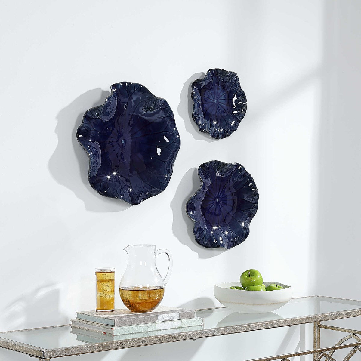 Abella Ceramic Wall Decor, Cobalt, Set of 3