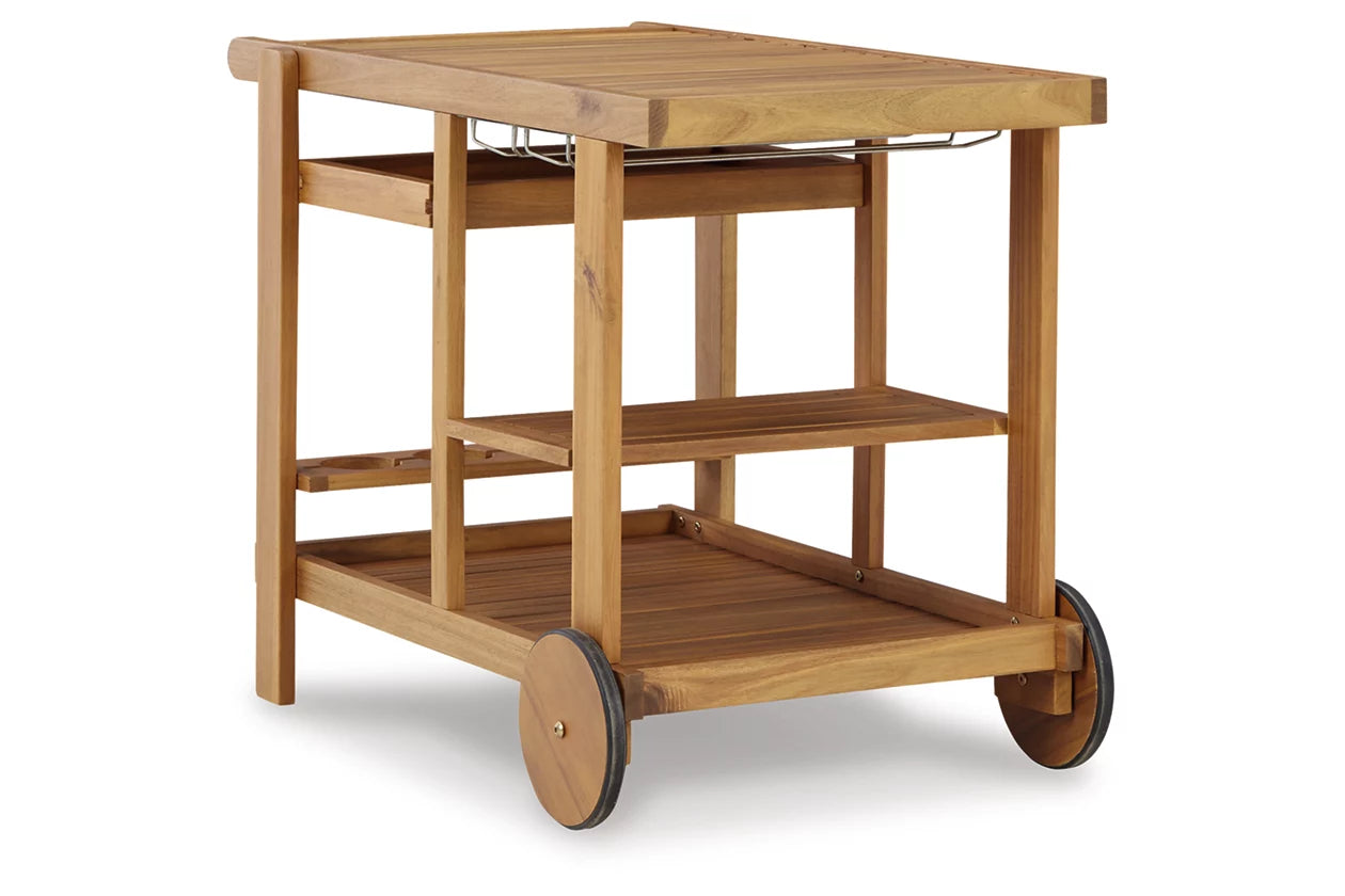 Terrace Serving Cart in Light Wood