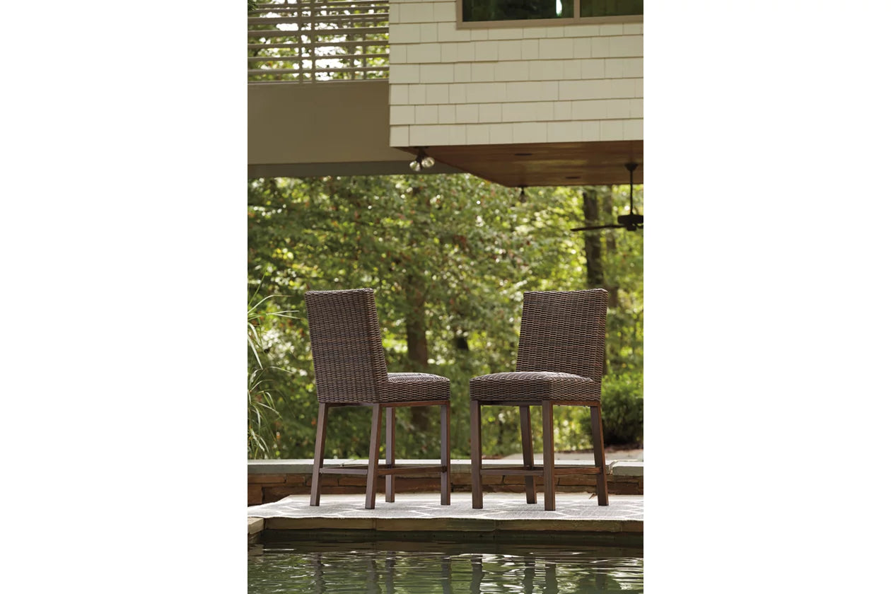 Tropical Paradise Medium Brown Outdoor Barstool - Set of 2