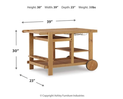 Terrace Serving Cart in Light Wood