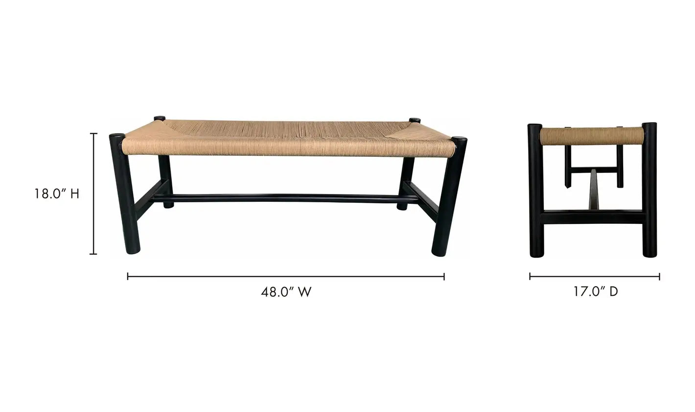 Hawthorn Bench in Black - Large & Small