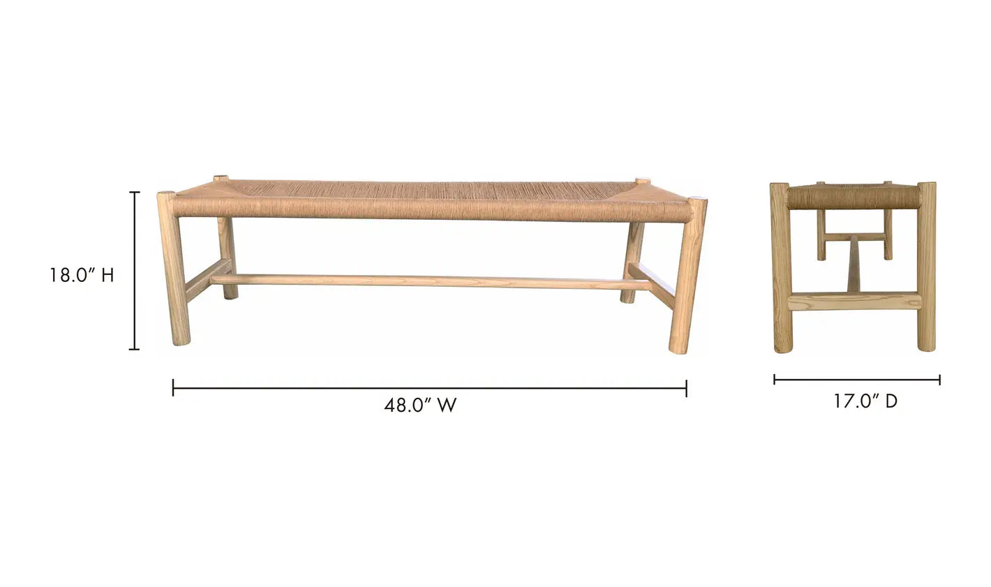 Hawthorn Natural Elm Bench - 48"