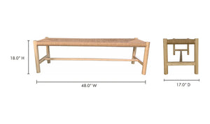 Hawthorn Natural Elm Bench - 48"