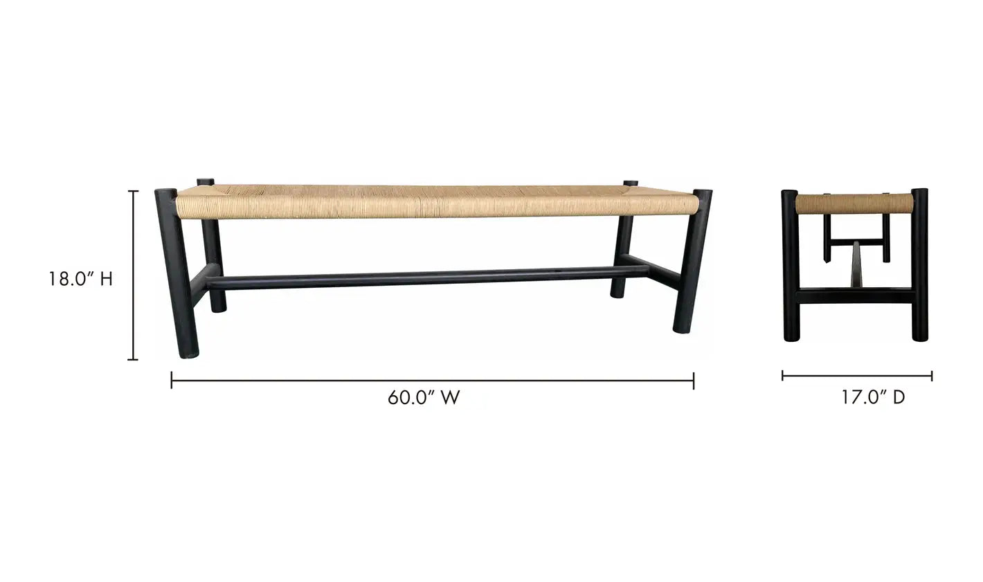 Hawthorn Bench in Black - Large & Small