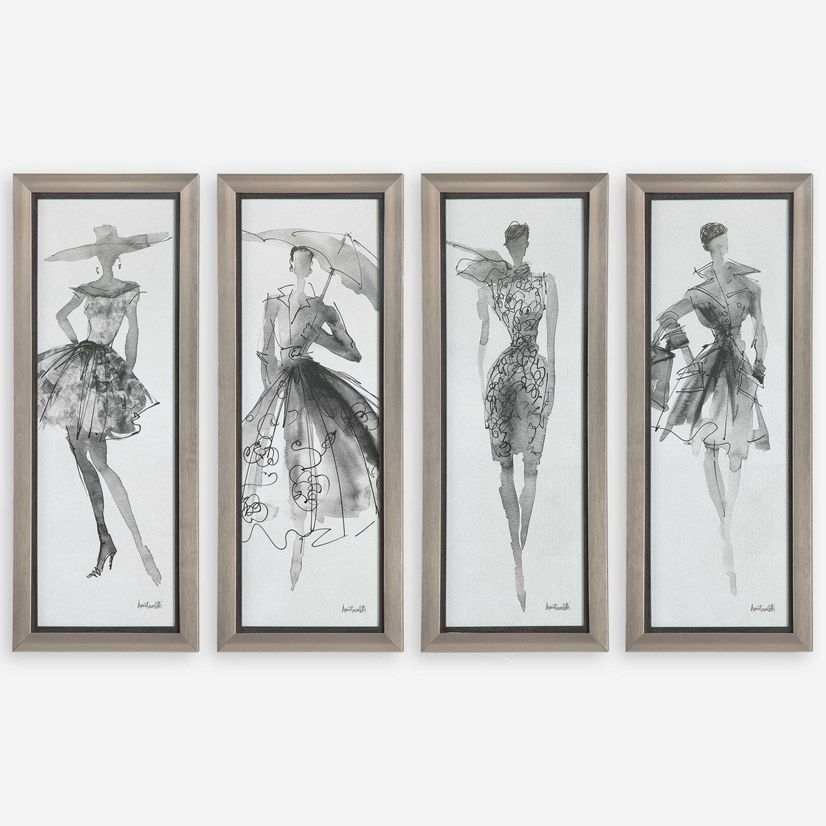 Fashion Sketchbook Framed Prints - Set of 4