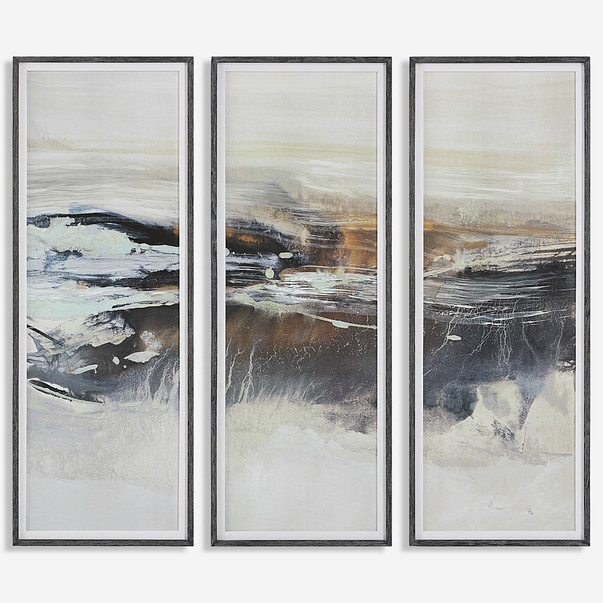 Graphite Horizon Framed Prints, Set of 3