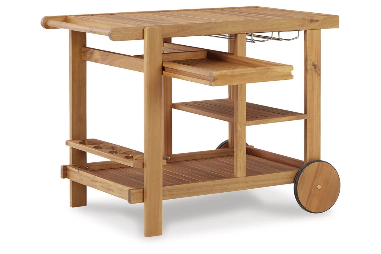 Terrace Serving Cart in Light Wood