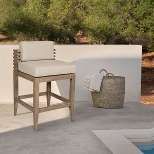 Vivid Outdoor Counter or Barstool in Taupe & Light Gray Eucalyptus