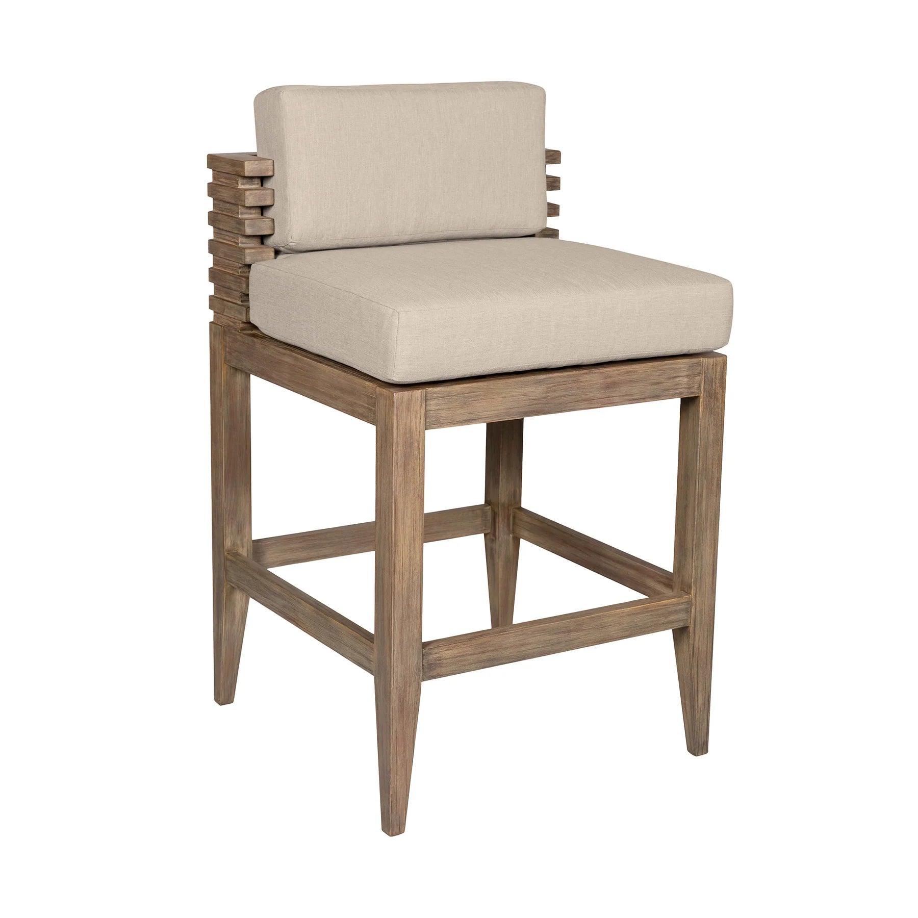 Vivid Outdoor Counter or Barstool in Taupe & Light Gray Eucalyptus