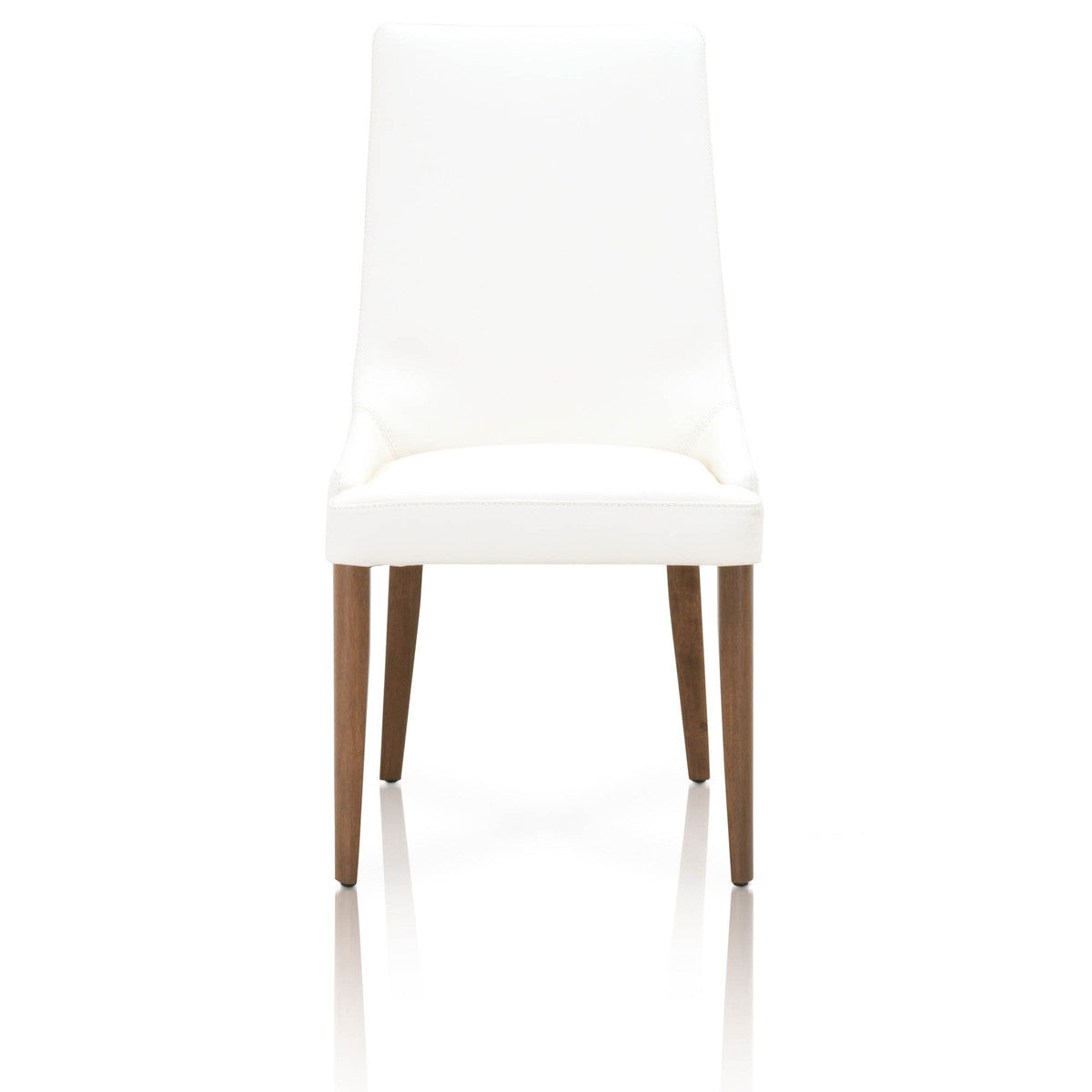 Aurora Dining Chair  - Alabaster Leather, Walnut