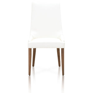 Aurora Dining Chair  - Alabaster Leather, Walnut