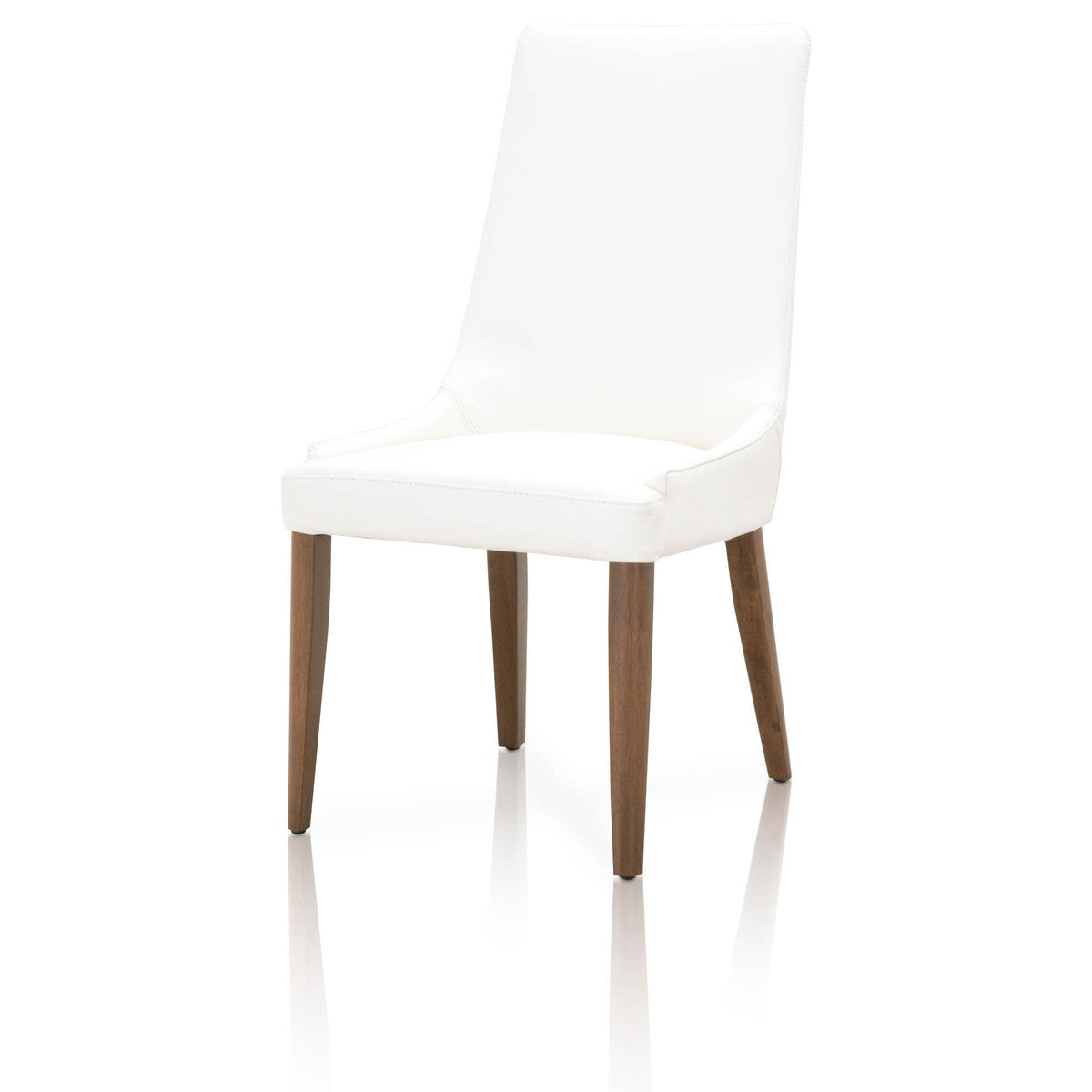 Aurora Dining Chair  - Alabaster Leather, Walnut