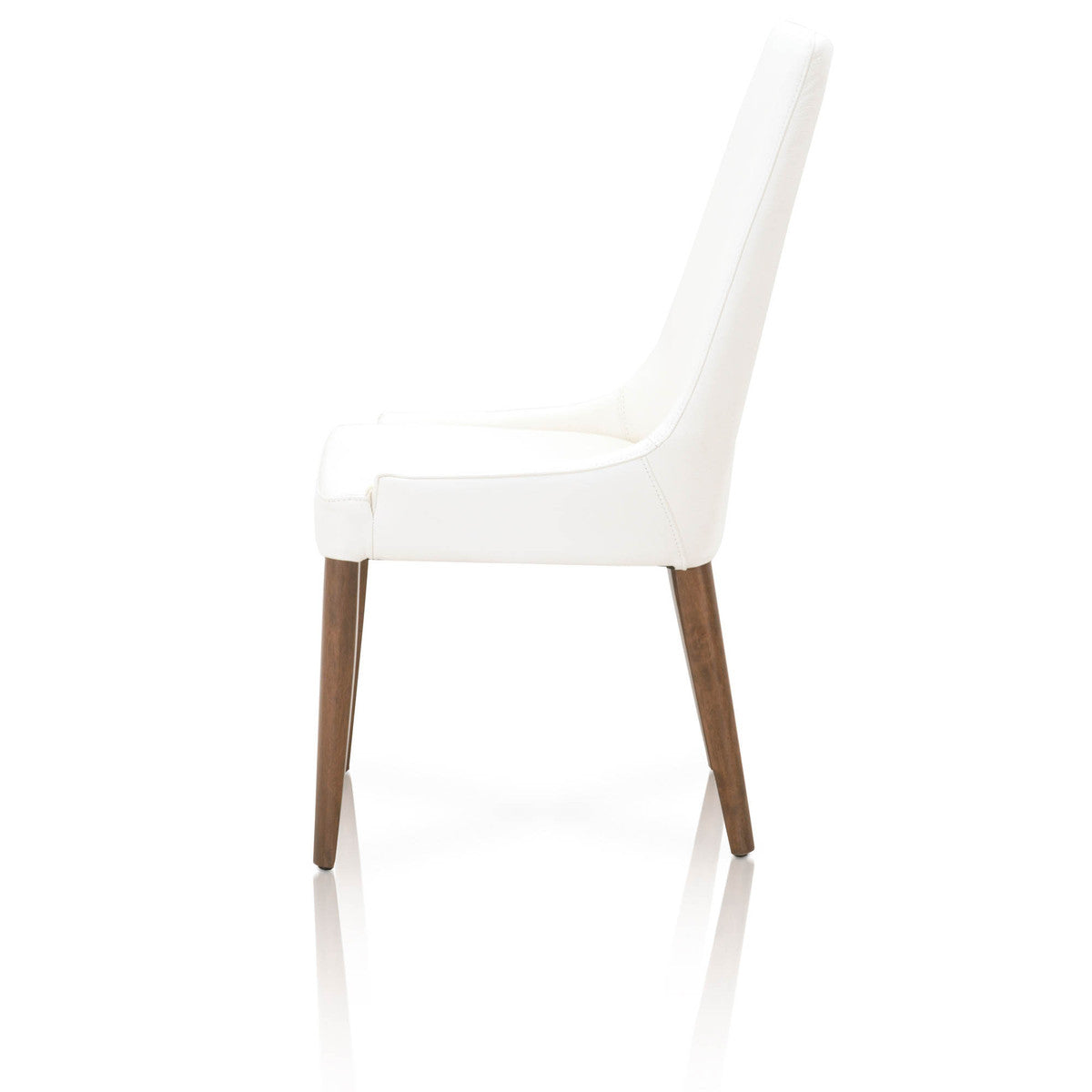 Aurora Dining Chair  - Alabaster Leather, Walnut