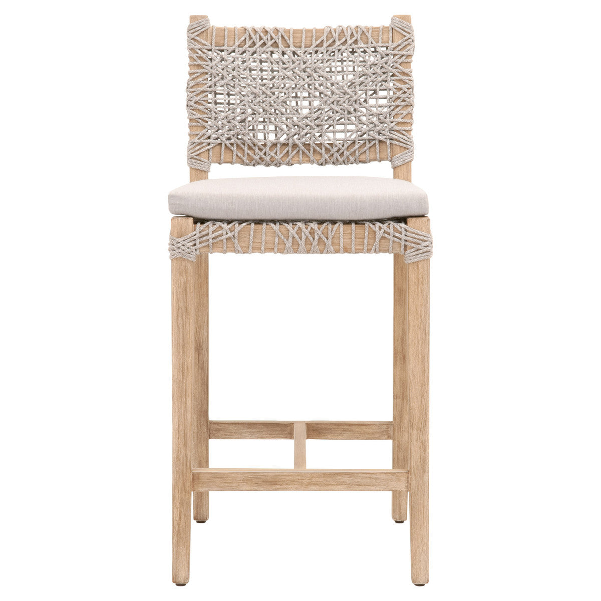 Costa Counter Stool in Taupe & White Flat Rope, Pumice, Natural Gray Mahogany