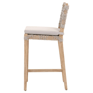 Costa Counter Stool in Taupe & White Flat Rope, Pumice, Natural Gray Mahogany