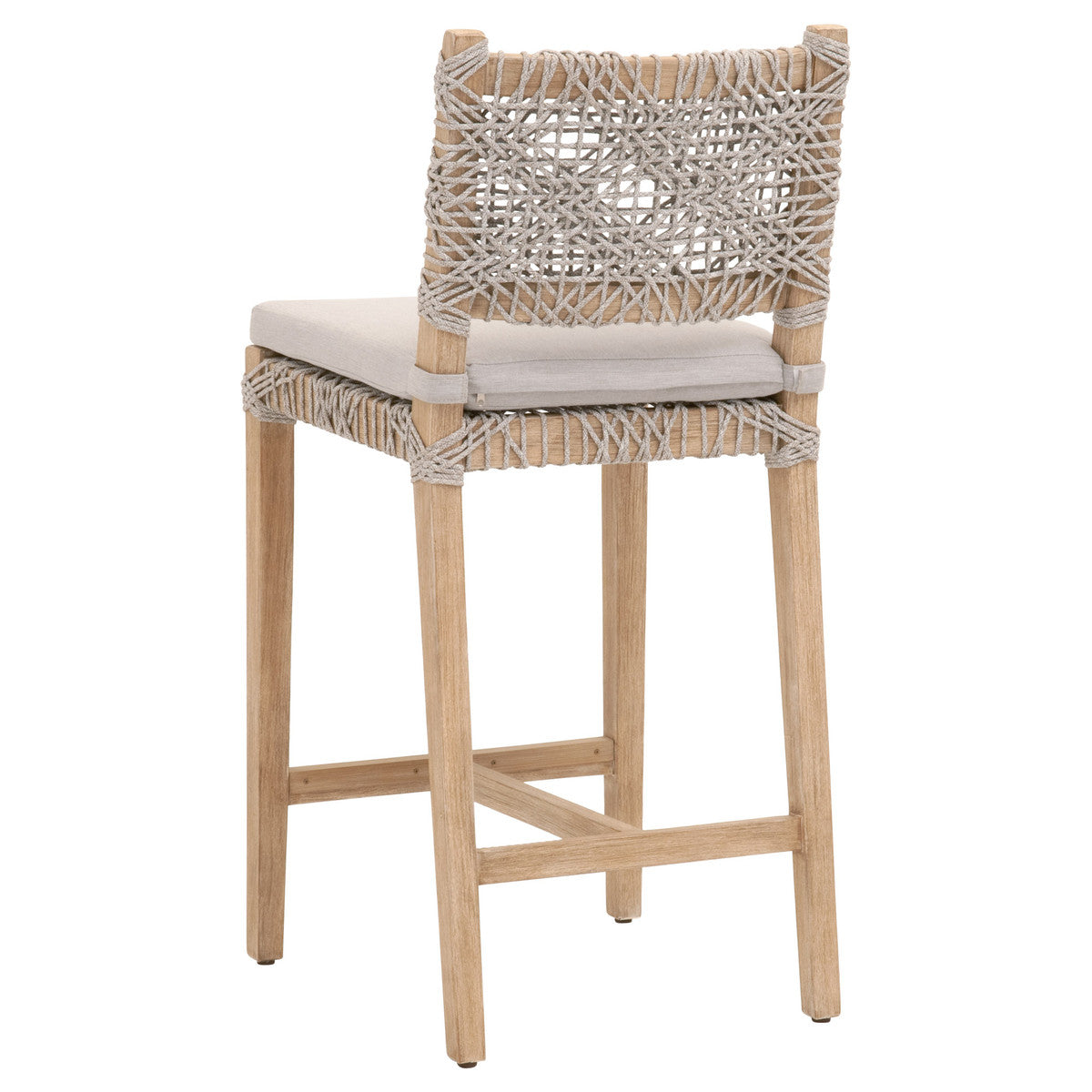 Costa Counter Stool in Taupe & White Flat Rope, Pumice, Natural Gray Mahogany