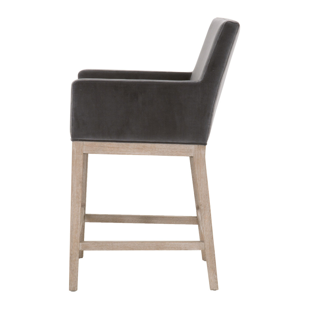 Drake Counter Stool in Dark Dove Velvet, Natural Gray Oak