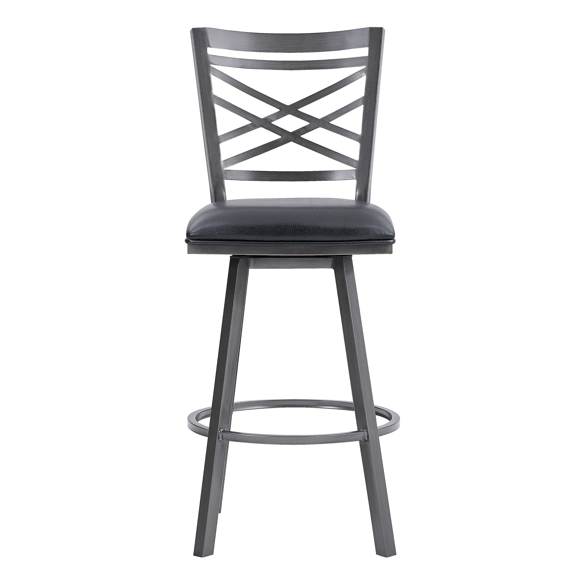 Fargo Counter Stool or Barstool in Mineral Finish with Black Faux Leather