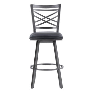 Fargo Counter Stool or Barstool in Mineral Finish with Black Faux Leather