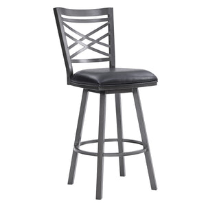 Fargo Counter Stool or Barstool in Mineral Finish with Black Faux Leather