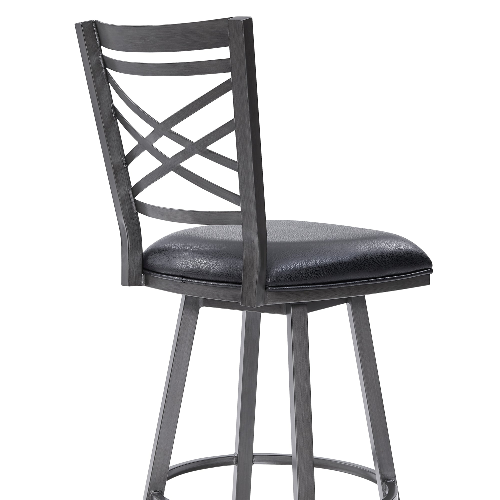 Fargo Counter Stool or Barstool in Mineral Finish with Black Faux Leather