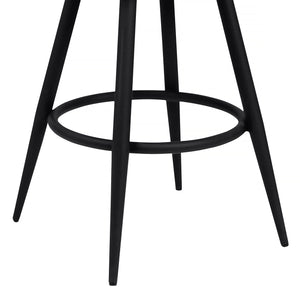 Justin  Counter or Bar Stool in a Black Powder Coated Finish and Vintage Grey Faux Leather