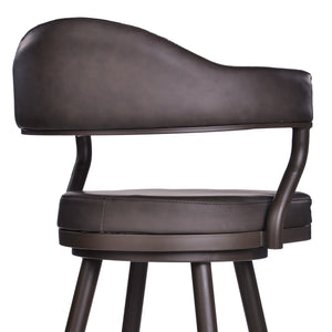 Justin Counter Stool or Barstool in a Brown Powder Coated Finish and Vintage Brown Faux Leather