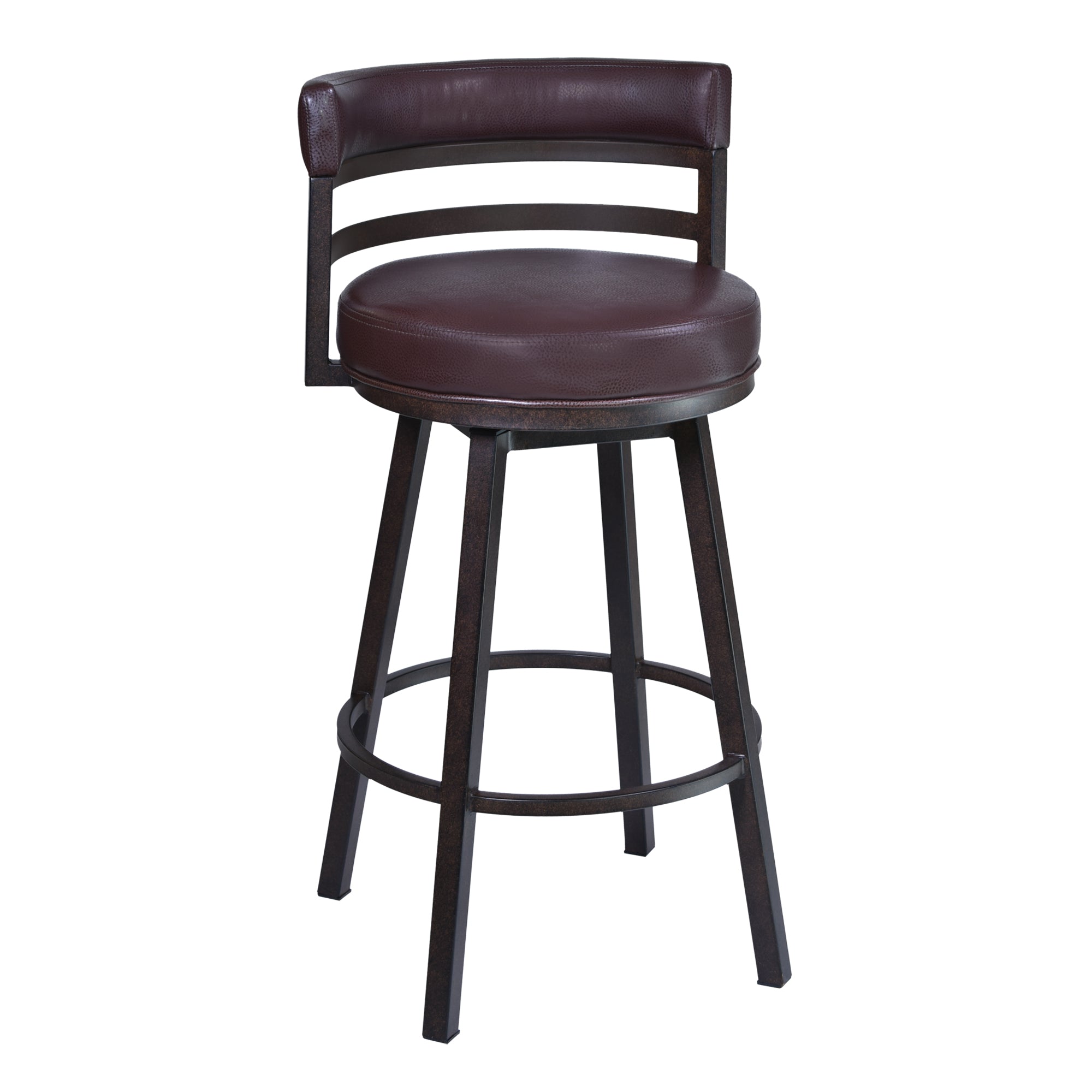 Madrid Counter Stool or Barstool in Auburn Bay finish with Brown PU upholstery