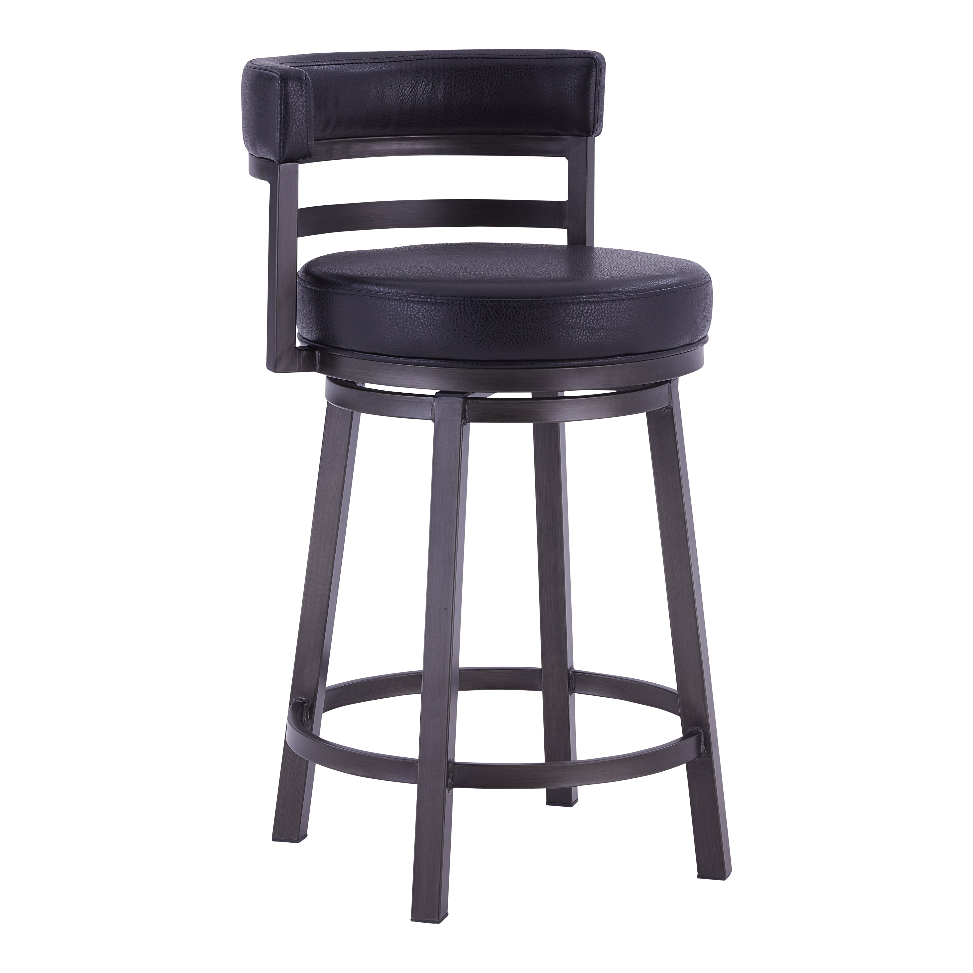 Madrid  Barstool Metal Swivel Barstool in Ford Black Pu and Black Finish