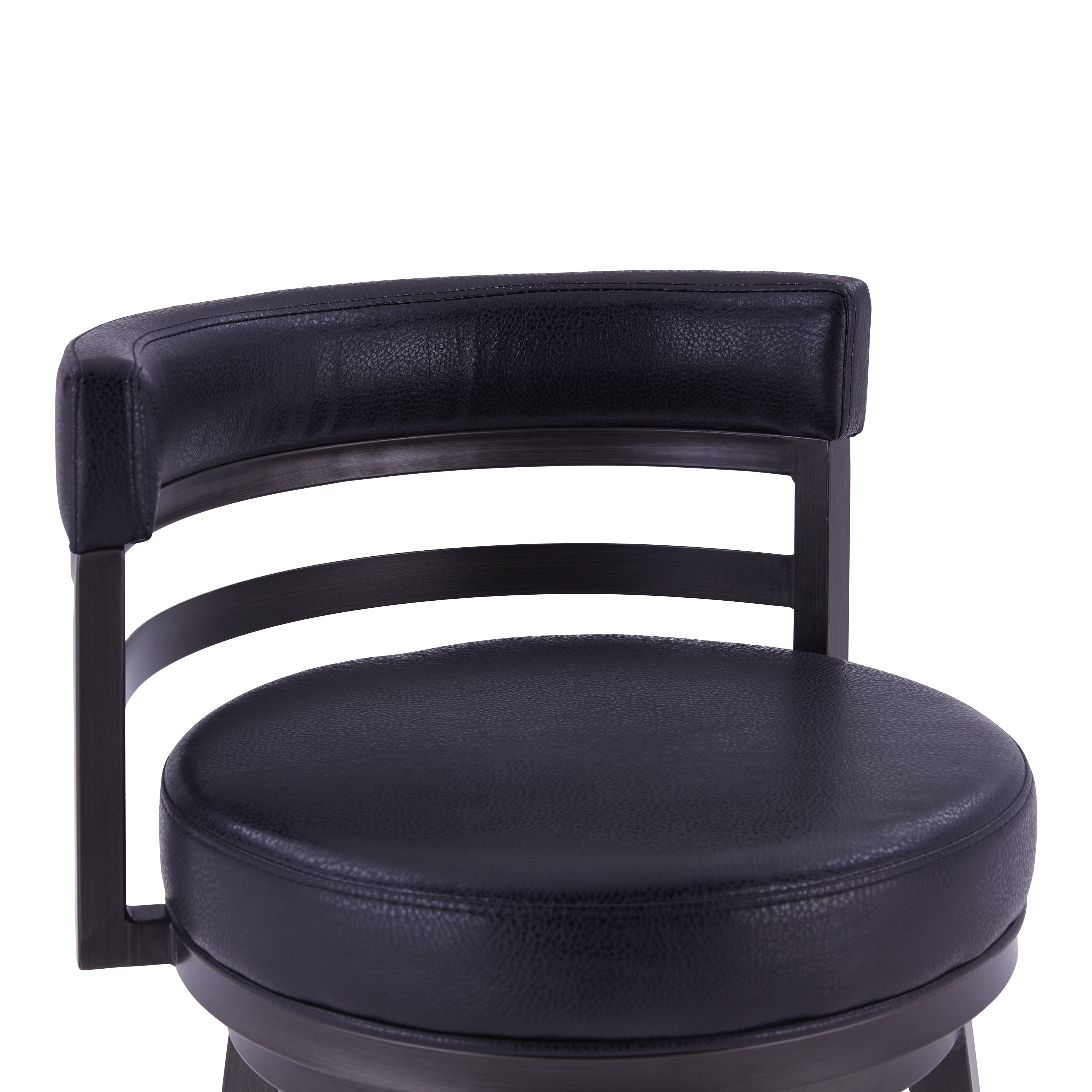 Madrid  Barstool Metal Swivel Barstool in Ford Black Pu and Black Finish