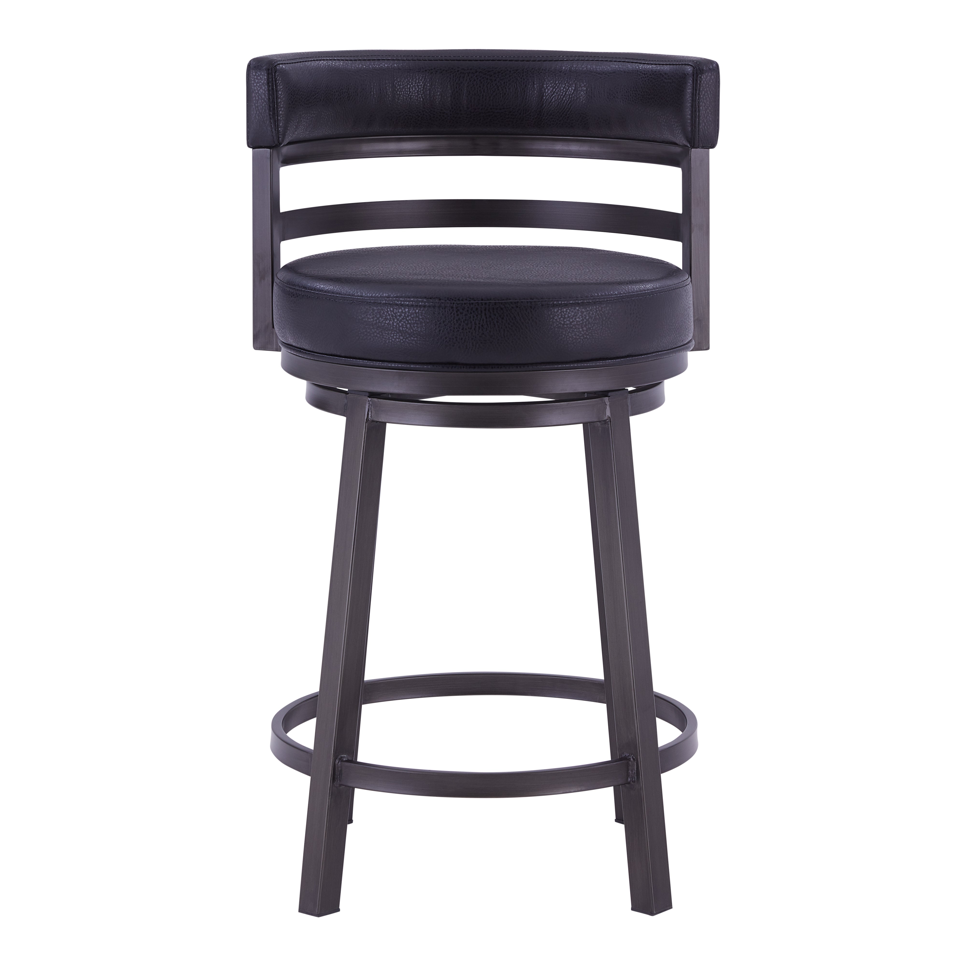 Madrid  Barstool Metal Swivel Barstool in Ford Black Pu and Black Finish