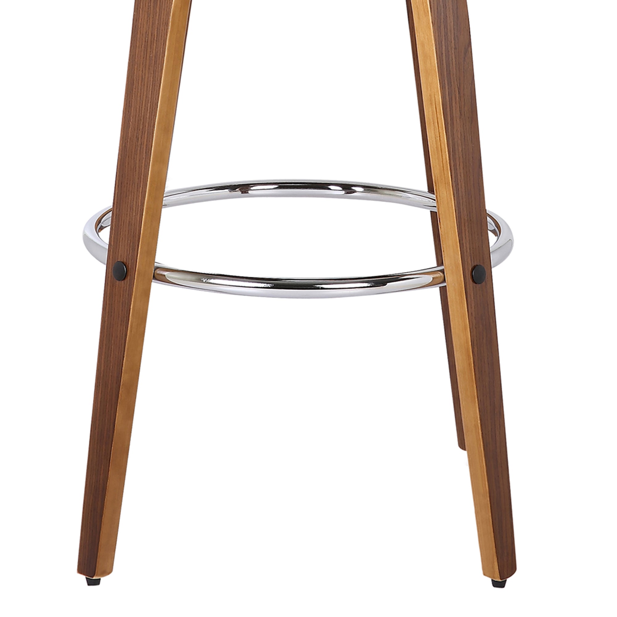 Shelly Swivel Counter Stool or Barstool in Walnut Wood Finish and Brown Faux Leather