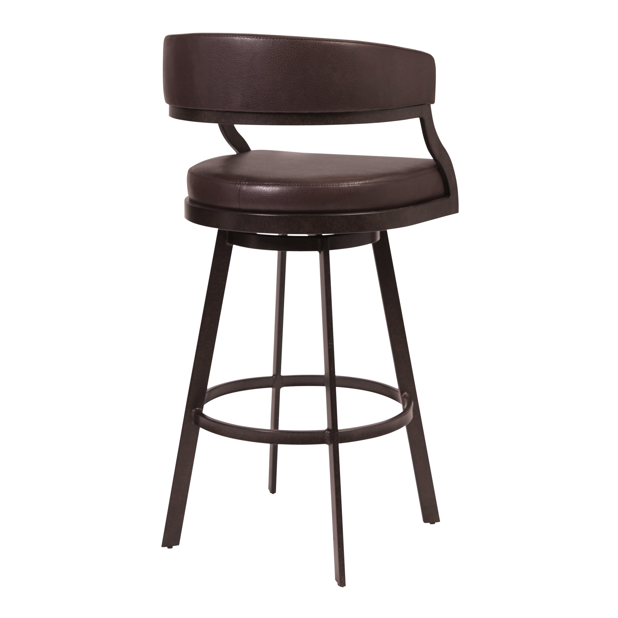 Saturn Counter Stool or Barstool in Auburn Bay and Brown Faux Leather