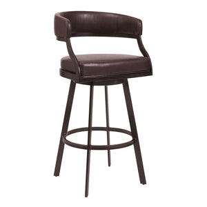 Saturn Counter Stool or Barstool in Auburn Bay and Brown Faux Leather