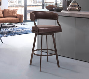 Saturn Counter Stool or Barstool in Auburn Bay and Brown Faux Leather