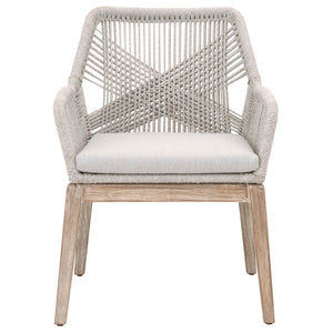 Loom Arm Chair - Taupe & White Flat Rope, Pumice, Natural Gray Mahogany