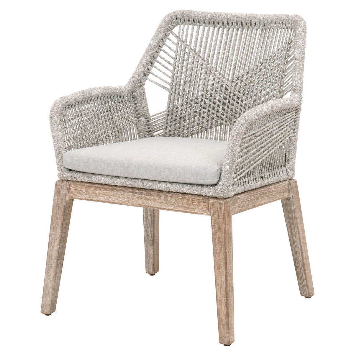 Loom Arm Chair - Taupe & White Flat Rope, Pumice, Natural Gray Mahogany