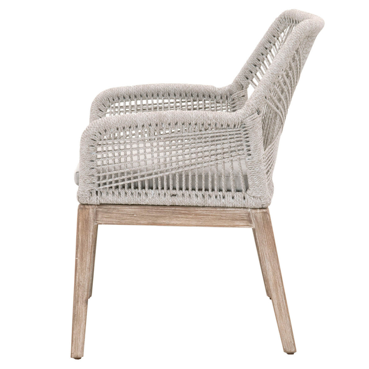 Loom Arm Chair - Taupe & White Flat Rope, Pumice, Natural Gray Mahogany