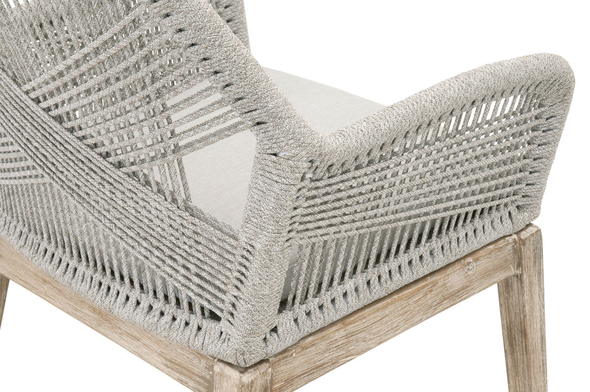 Loom Arm Chair - Taupe & White Flat Rope, Pumice, Natural Gray Mahogany