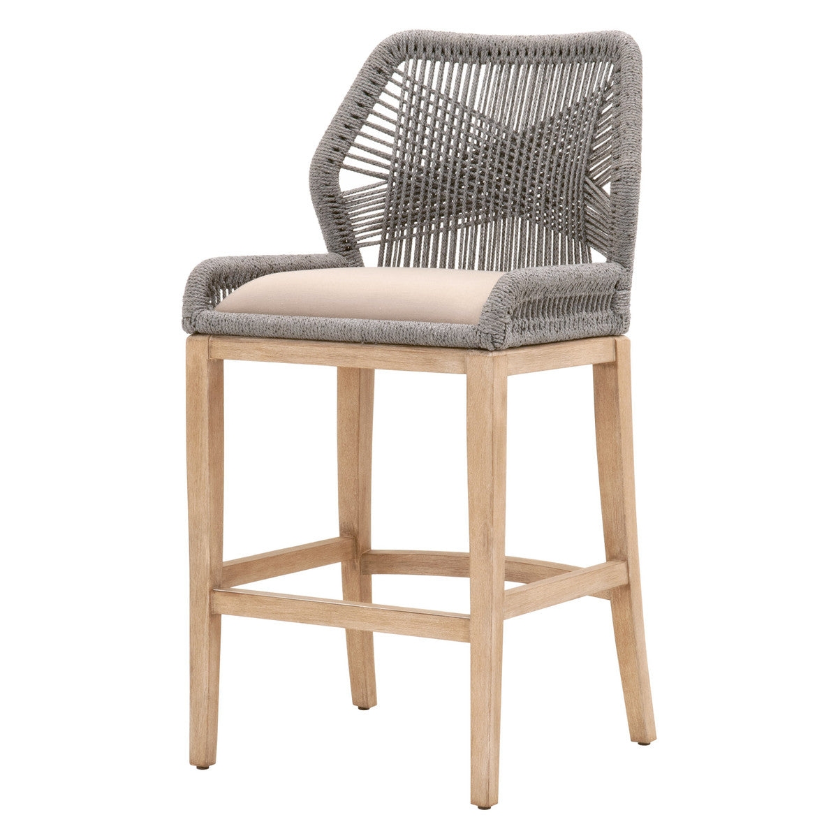 Loom Barstool - Platinum Rope, Light Gray, Natural Gray Mahogany