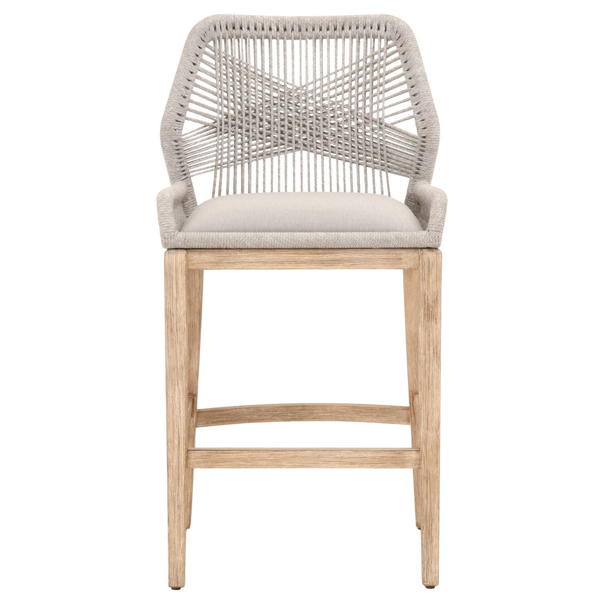 Loom Barstool - Taupe & White Flat Rope, Pumice, Natural Gray Mahogany